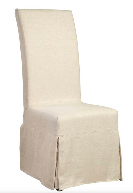 70018F Linen Floor Length Slip Covered Parsons Chair