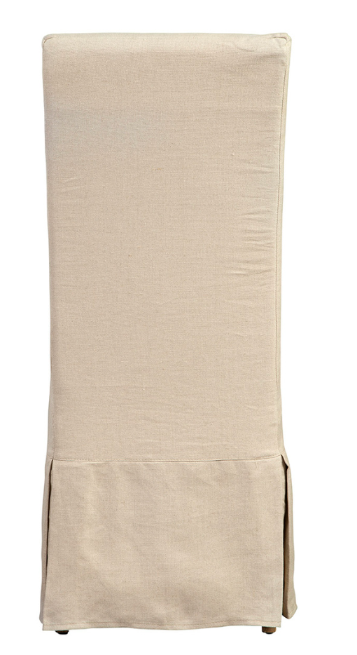 70018F Linen Floor Length Slip Covered Parsons Chair