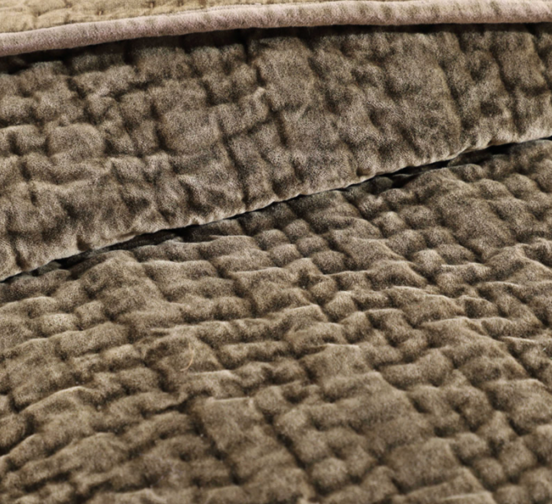 Empire-KQ-cof  Stonewash Velvet Hand Stitch King Quilt Coffee Bean