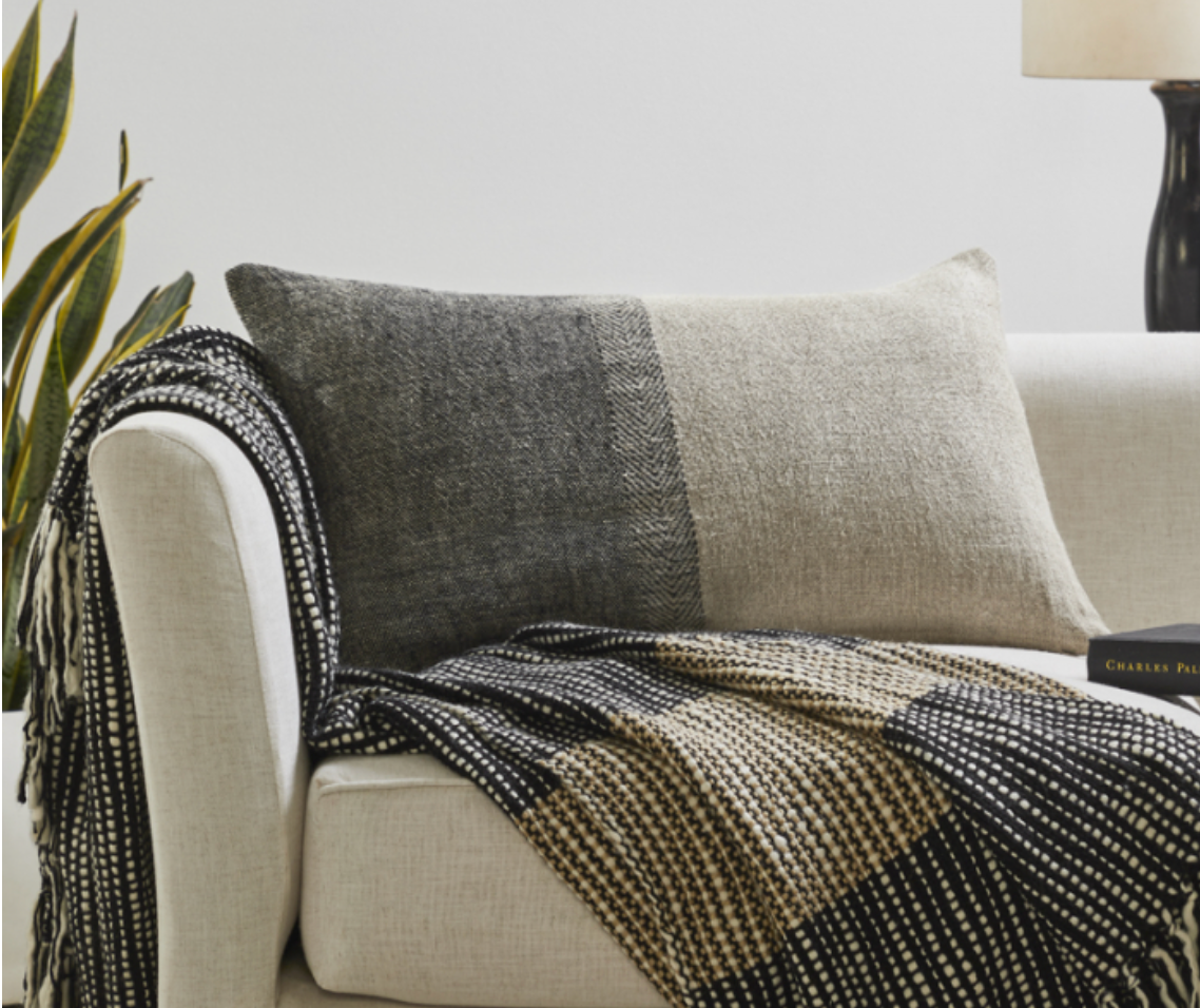 C1423 Myra Natural Black Yarn Dyed Linen