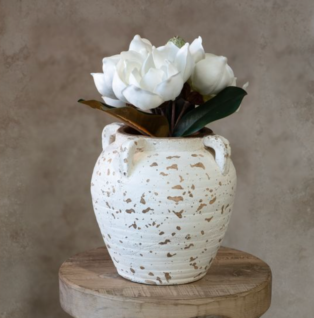 PDCP86 Vintage White Terra Cotta Vase