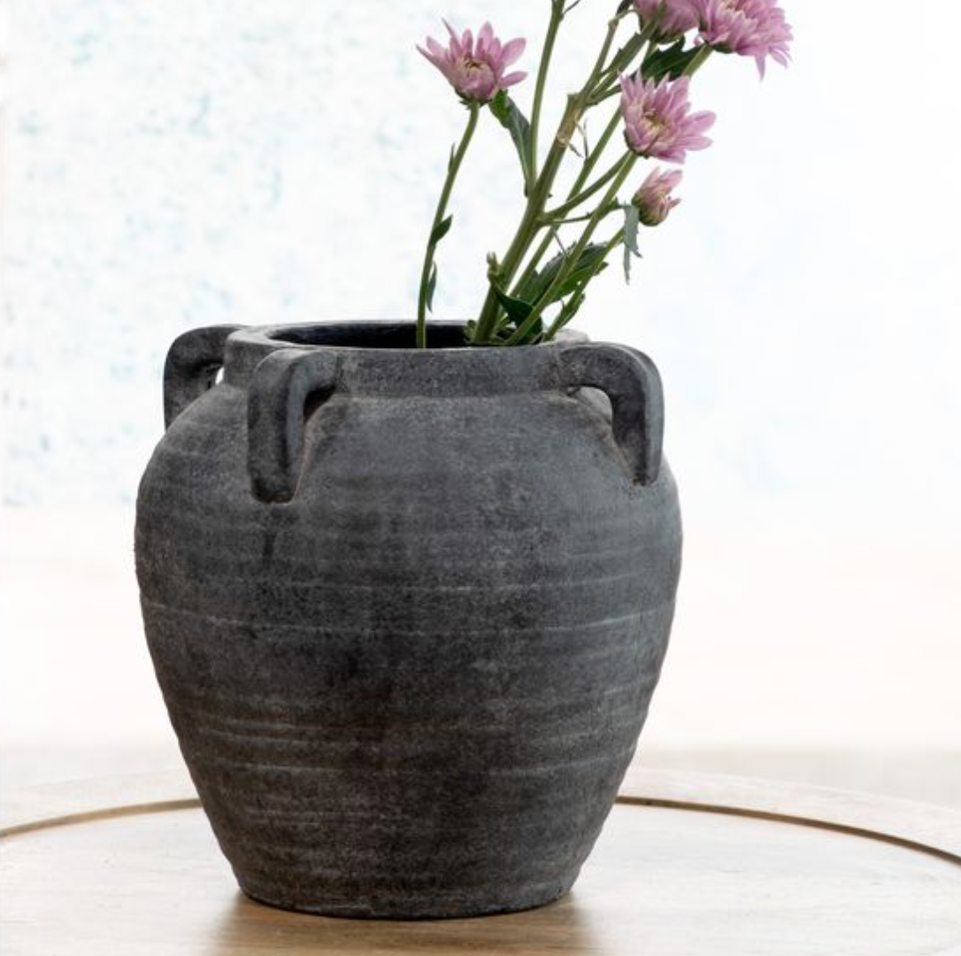 PDCP65 Charcoal 4 Handle Vase