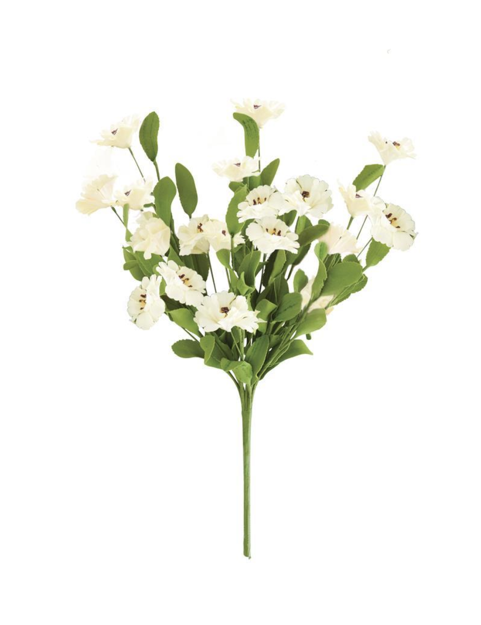 13222A-CR 18" Cream Dianthus Spray w/ Eva Foliage