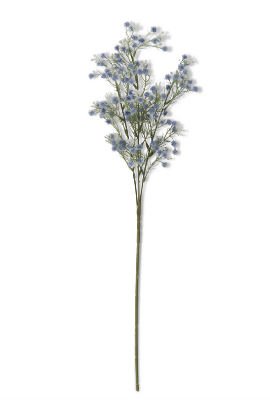 19229A-BL 26" Blue Babys Breath & White Berry Spray