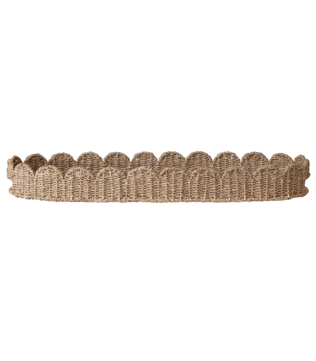 DF9959 Hand-Woven Bankuan Scalloped Tray w/ Handles