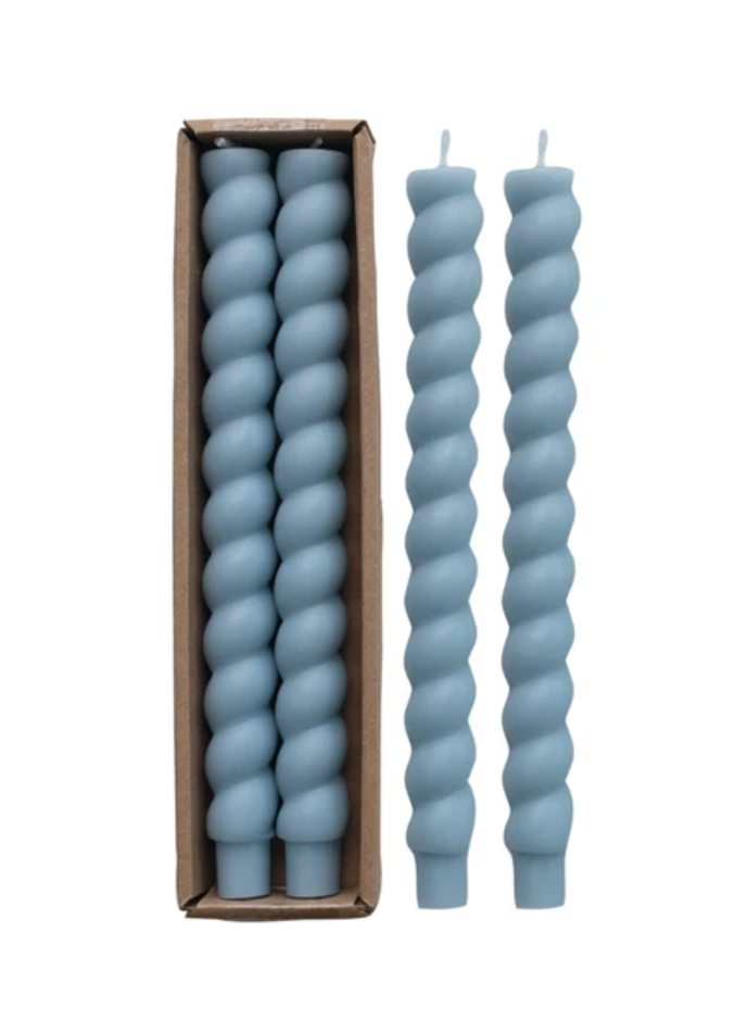 CD2218 10H" Unscented Twisted Tapers, Blue, Set of 2