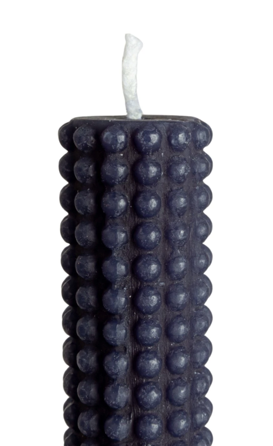 CD2217 10H" Unscented Hobnail Tapers, Navy, Set of 2