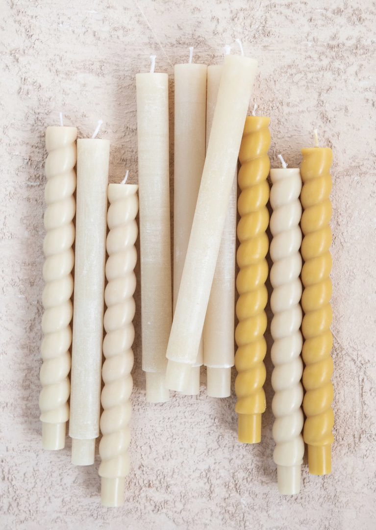 CD2022 Unscented Twisted Tapers, Cream, Set of 2