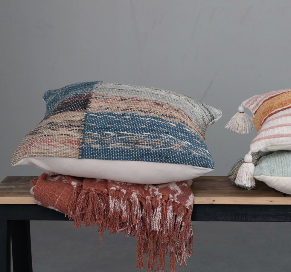 DF6853PMC 20" Woven Jute & Cotton Pillow