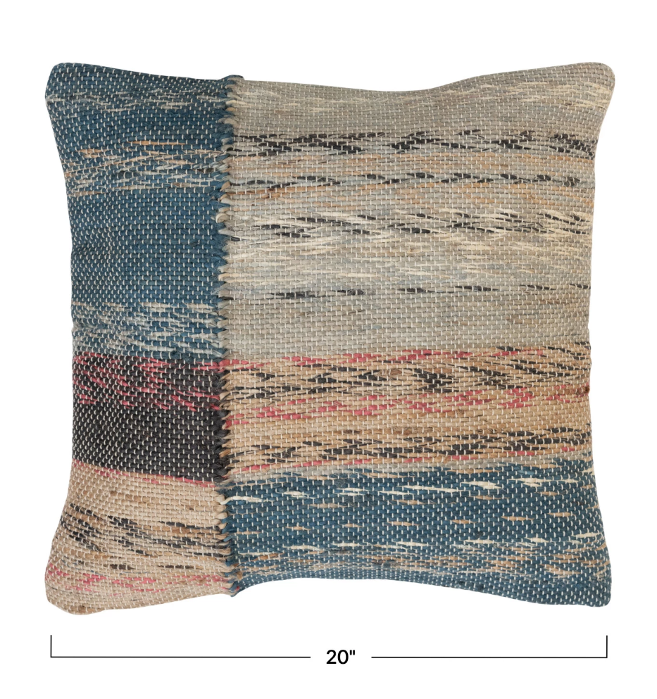 DF6853PMC 20" Woven Jute & Cotton Pillow