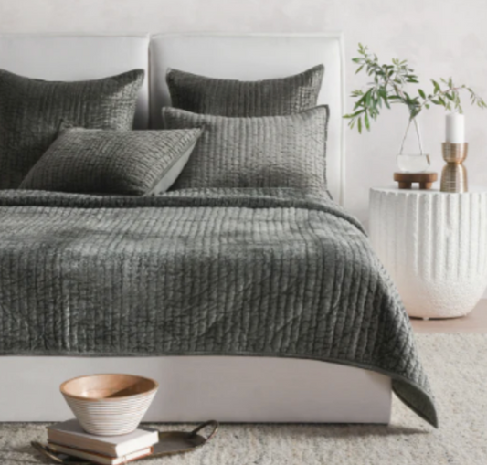 Bari Sage  Velvet King Quilt No Shams