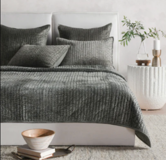 BEDQ524Q Bari Sage  Velvet Queen Quilt No Shams
