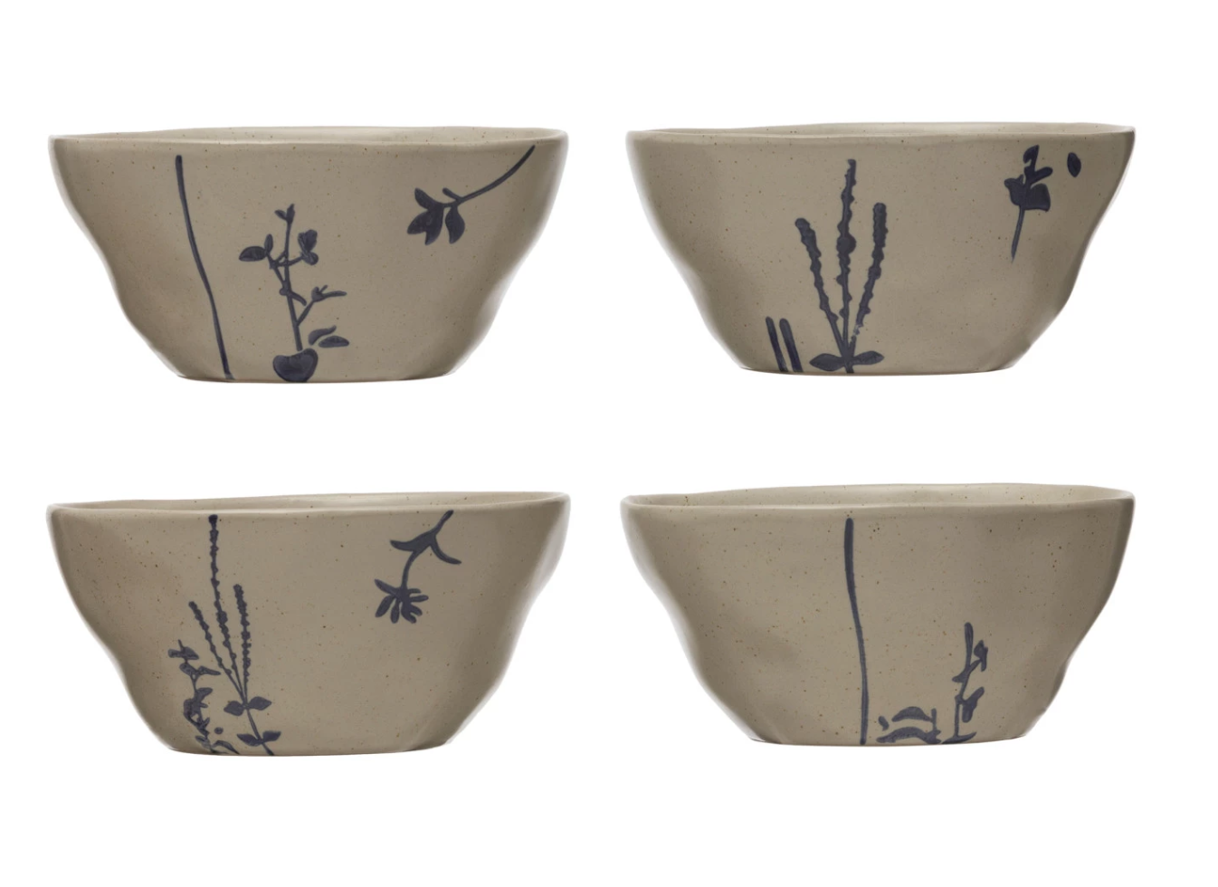 DF6634A Hand-Stamped Stoneware Bowl, 4 Styles