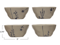 DF6634A Hand-Stamped Stoneware Bowl, 4 Styles