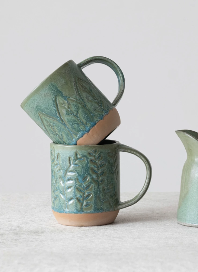 DF6781A Stoneware Mug w/ Reactive Glaze, 2 Styles