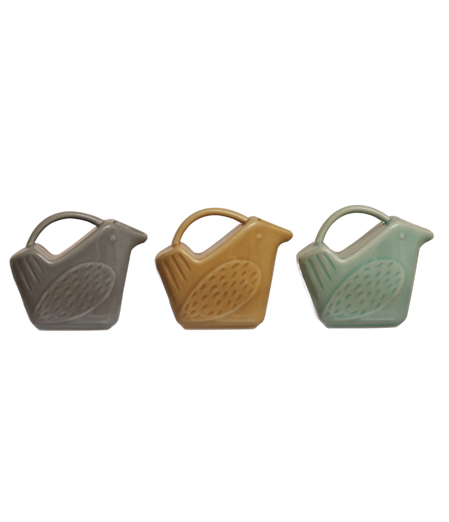 DF7936A Stoneware Bird Shaped Creamer, 3 Colors