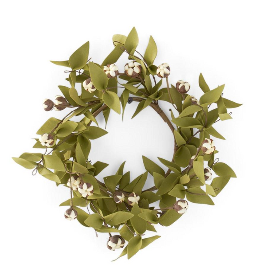 16459C 9" Cream Bud with Eva Foliage Candle Ring