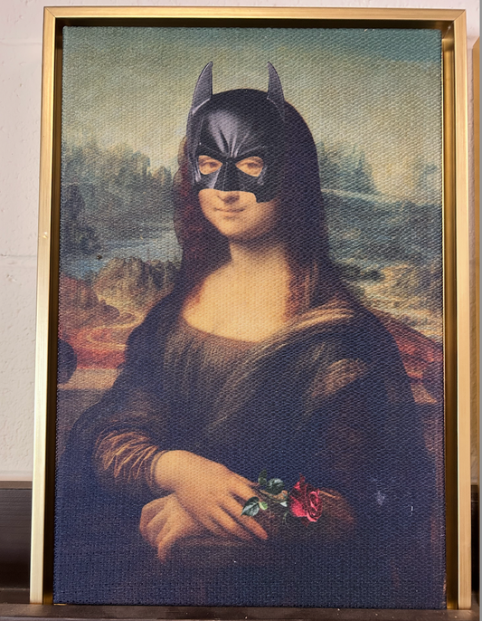 2819-12x18-BW-FRGD Mona Lisa With BAtman Mask