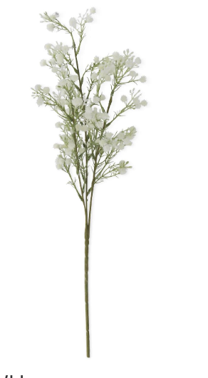 19229A-WH 26" White Babys Breath & White Berry Spray