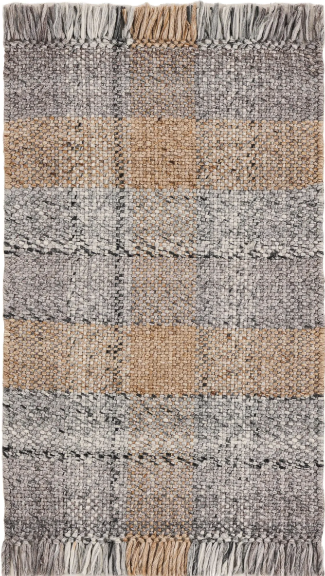 3199429 Desert Gray 2' x 3' 1 Eco Plaid Indoor Outdoor Washable Rug