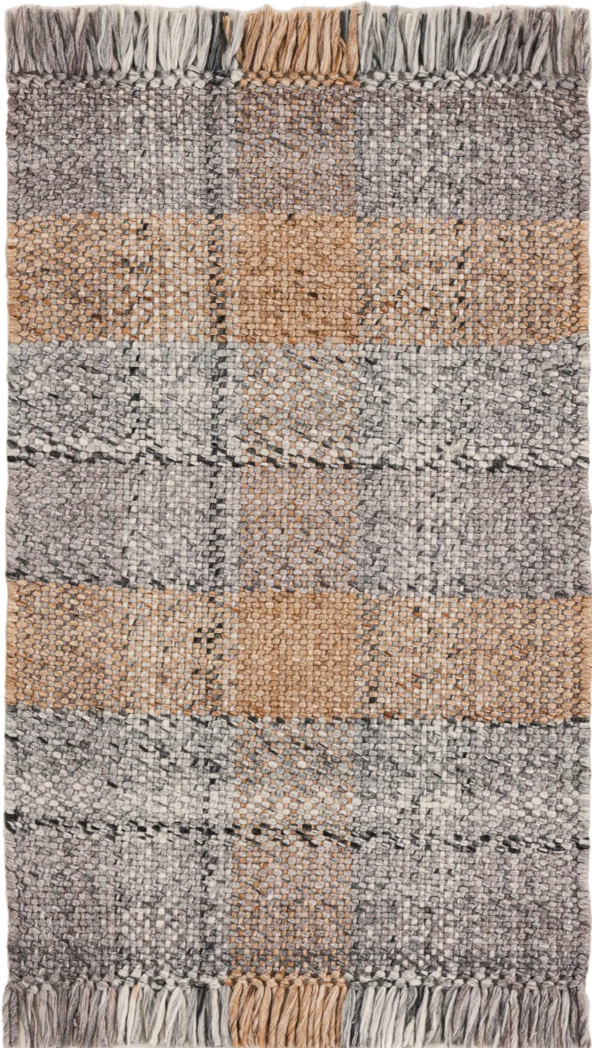 3199429 Desert Gray 2' x 3' 1 Eco Plaid Indoor Outdoor Washable Rug
