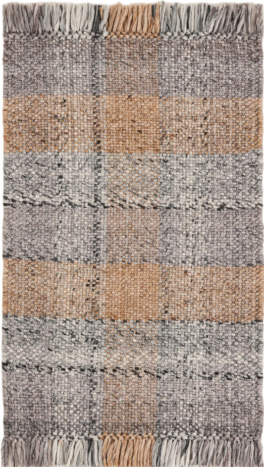 3199429 Desert Gray 2' x 3' 1 Eco Plaid Indoor Outdoor Washable Rug