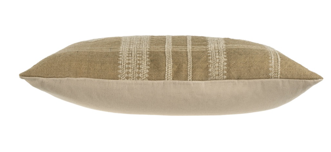 1-1380 16x24 Bhujodi Wool Handloom Pillow Beige
