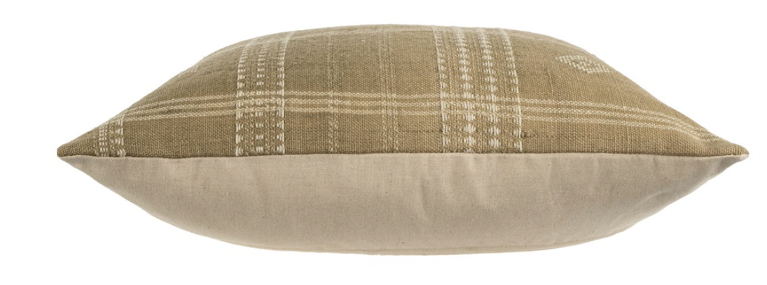1-1381 20x20 Bhujodi Wool Handloom Pillow, Beige