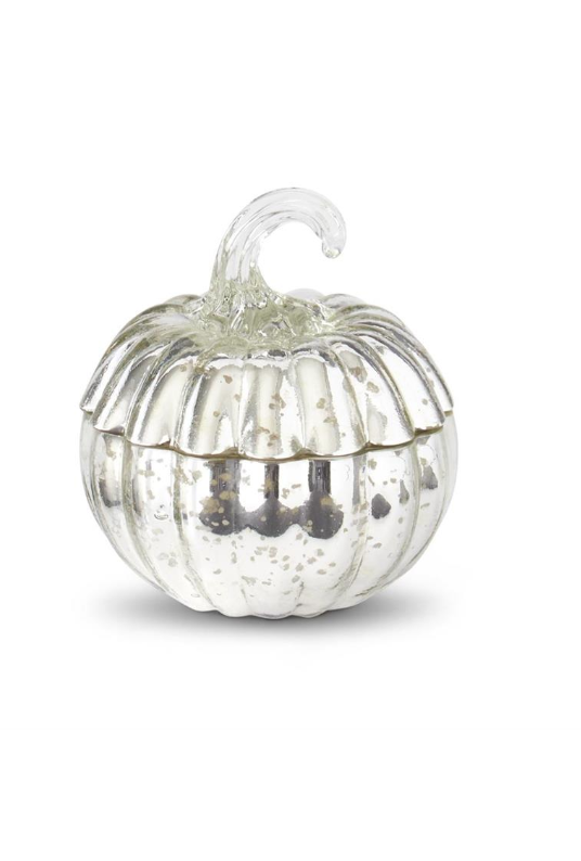 42275A-SI Assorted Small Silver Mercury Pumpkin Candle