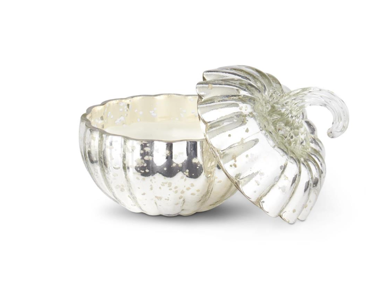 42275A-SI Assorted Small Silver Mercury Pumpkin Candle