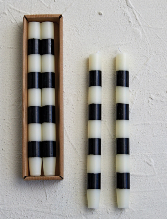 XS1940 Ivory & Black Striped Candles