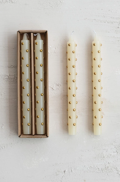 XS6924 10" Dot Candles, Cream & Gold