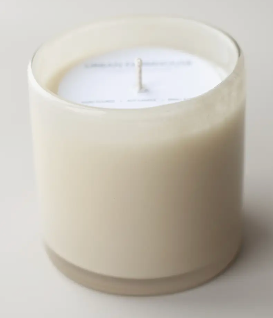 Cream Glass Candle Olive Branch