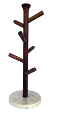 AH3197 Mango wood & Marble Mug Rack
