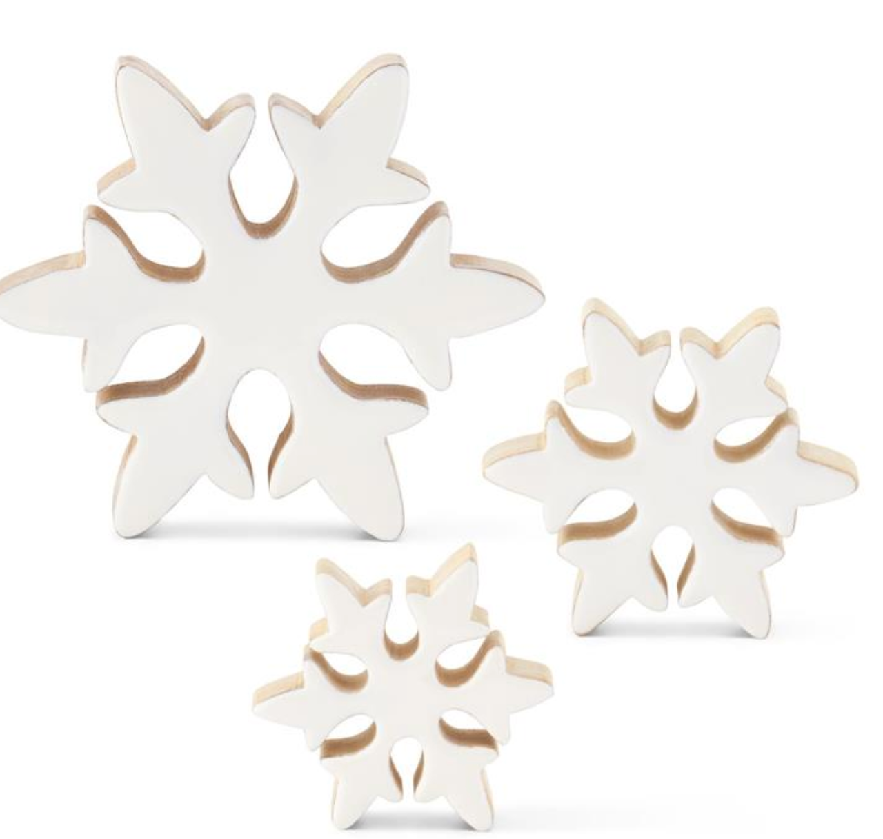 55060A-3 Wood Snowflake with White Enameled Front