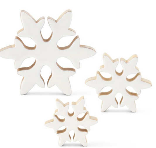 55060A-3 Wood Snowflake with White Enameled Front