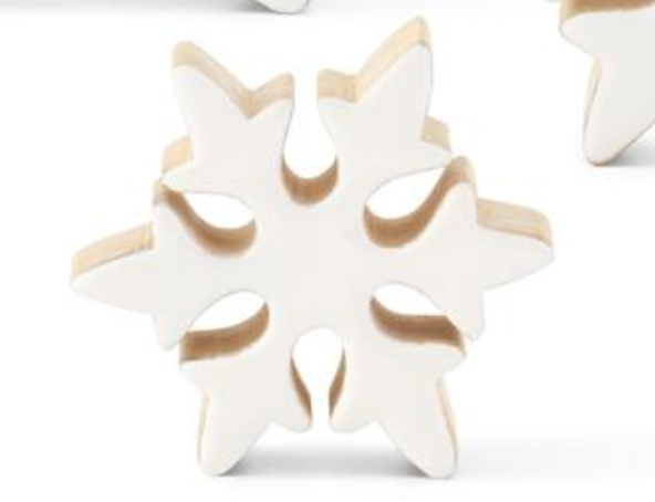 55060A-1 Wood Snowflake with White Enameled Front