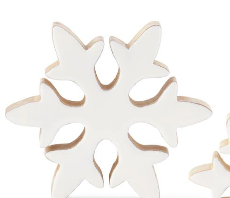 55060A-3 Wood Snowflake with White Enameled Front