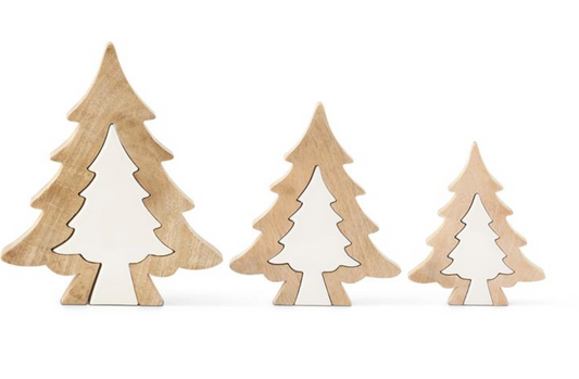 55060B-1 Wood Tree with White Enameled Center Cutout