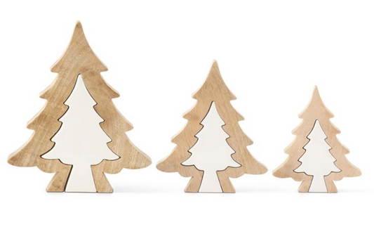 55060B-3 Wood Tree with White Enameled Center Cutout