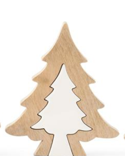 55060B-2 Wood Tree with White Enameled Center Cutout