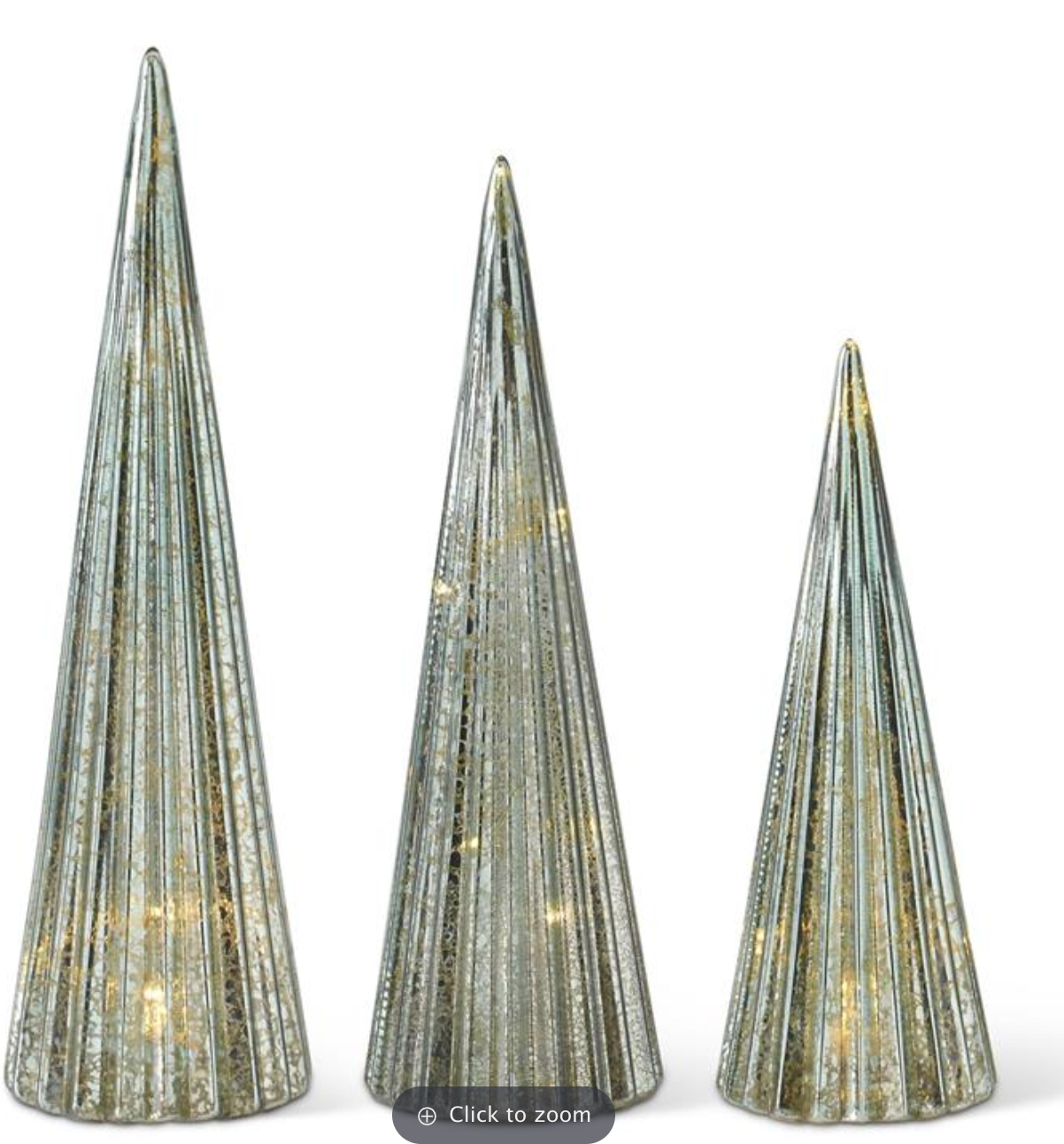 55170A-SG-2 Sage Green Mercury Glass Vertical Ribbed LED Tress with Timer