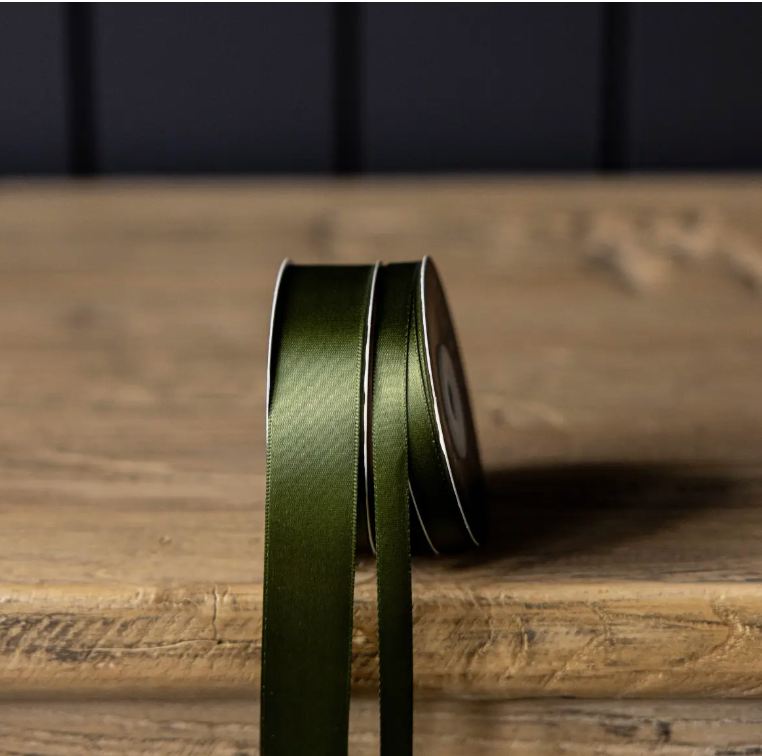 Forest Green Satin Holiday Ribbon, Medium