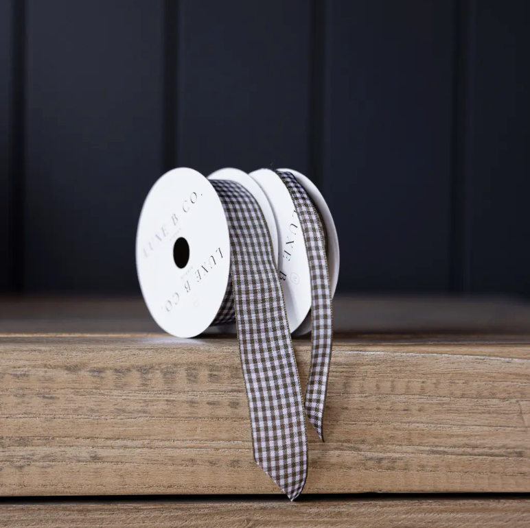 Gingham Olive Holiday Ribbon- medium
