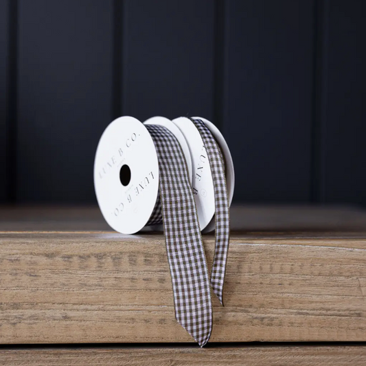 Gingham Olive Holiday Ribbon- medium