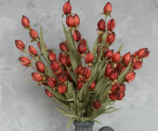 G228865 23" Burgundy Chinese Lantern Bush