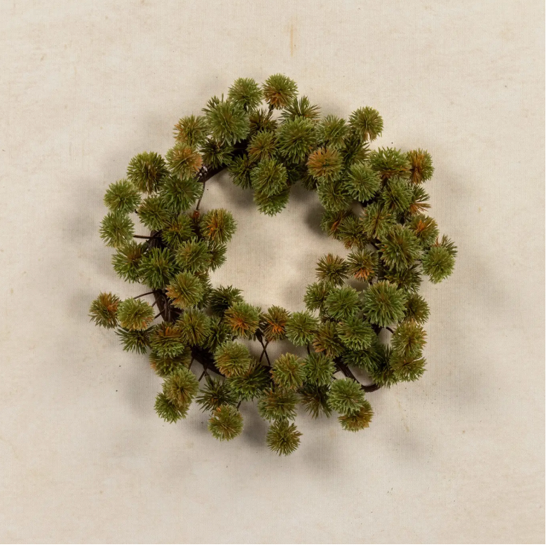 G233663 10" Green Mini Chestnut seed candle ring