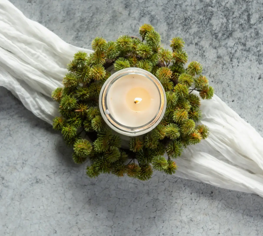 G233663 10" Green Mini Chestnut seed candle ring
