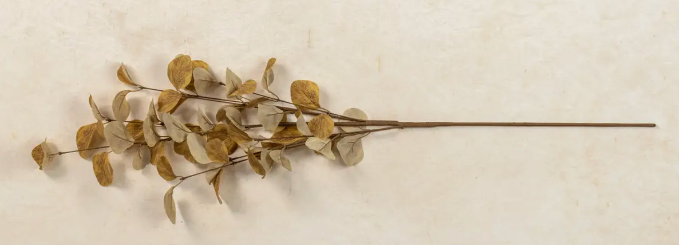 G233408 34.5" Yellow Eucalyptus Leaf Spray