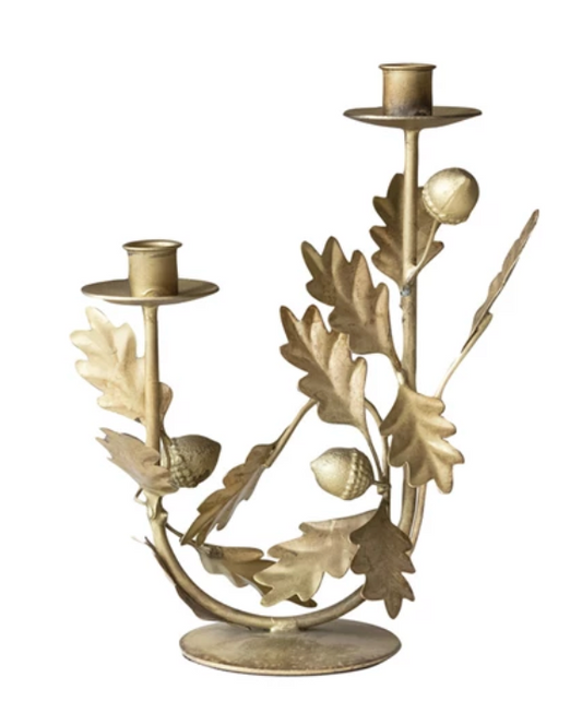 CF3964 Metal Leaves & Acorns Candelabra